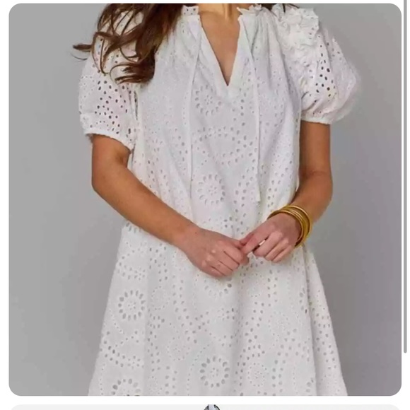 Dresses & Skirts - Buddy Love so sweet white eyelet puff sleeve dress